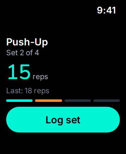 Apple Watch logging a bodyweight exercise